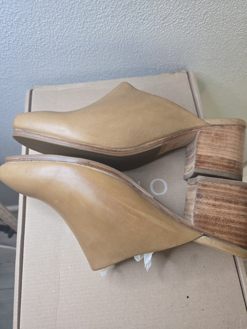 Nisolo All Day Womens Tan Leather Block Heel Mules Sz 8.5 New Flawed Ret $170 - Picture 9 of 12